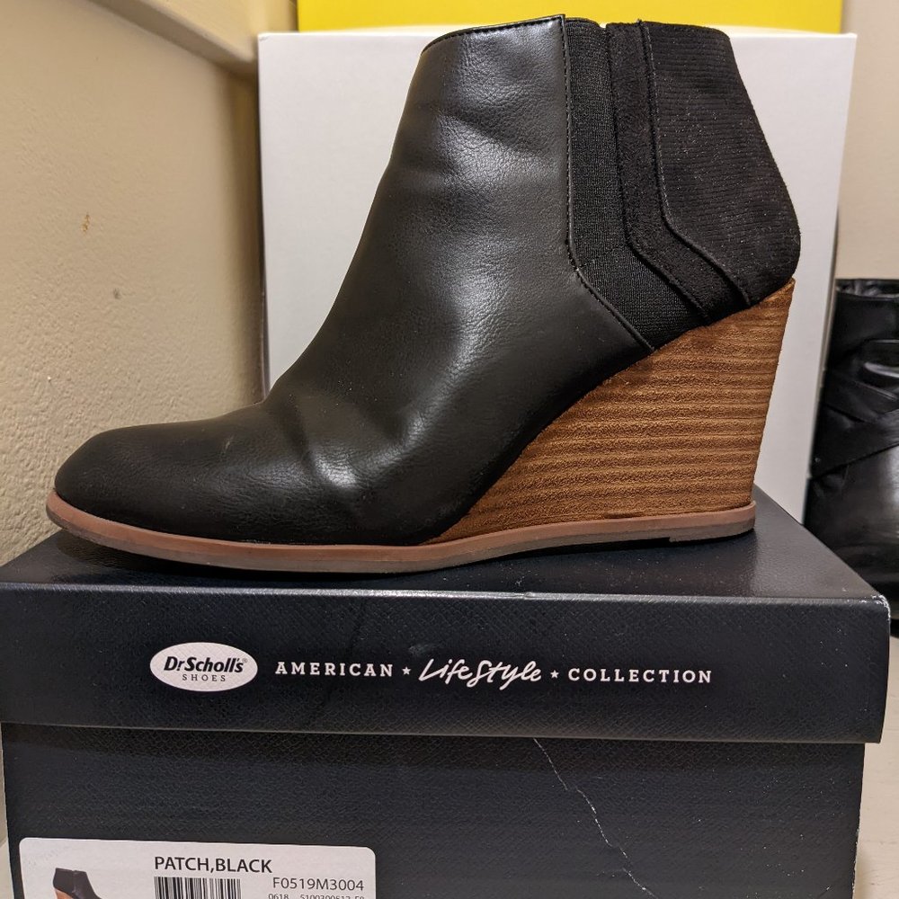 Dr. Scholl's size 8.5 Black/Wood booties